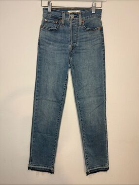 Levi's Wedgie Straight Jeans Distressed High Rise - Size 24 [PH0727]